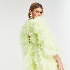 ASOS EDITION multi textured mesh mini dress in lemon